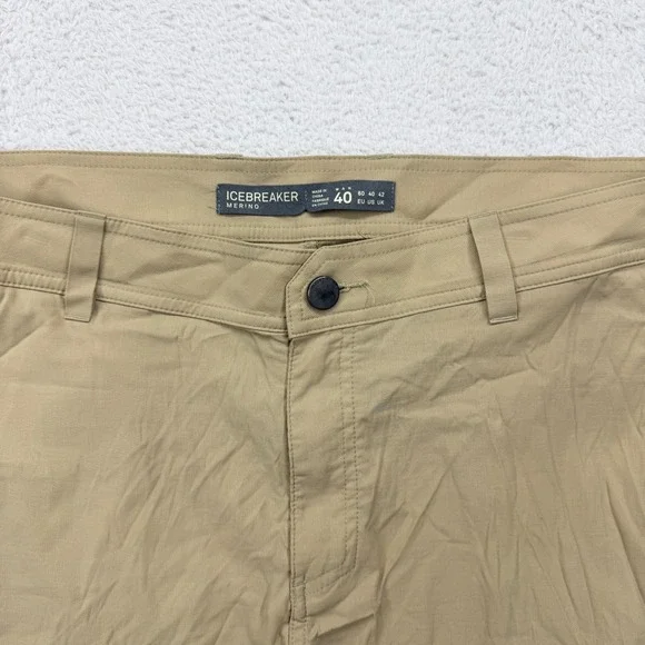 Icebreaker Merino Men's Khaki Cargo Shorts Size 40 Wool Blend Outdoor Casual